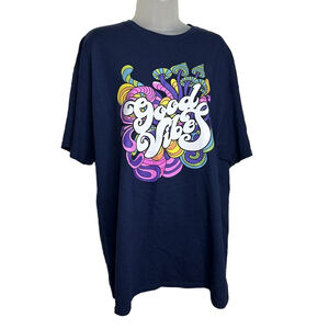 Good Vibes Womens Size XL Graphic T-Shirt Tee Mushrooms Groovy Cotton Hippie‎